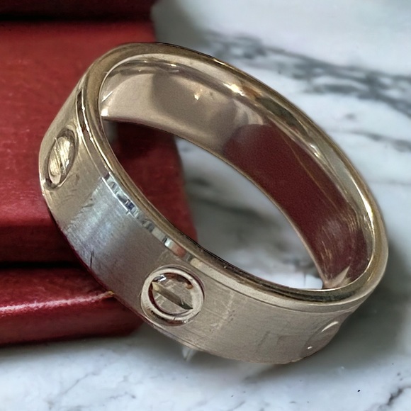 Estate 14K White Gold UNISEX 6mm Wide Screw Link Band Ring Size 8.75